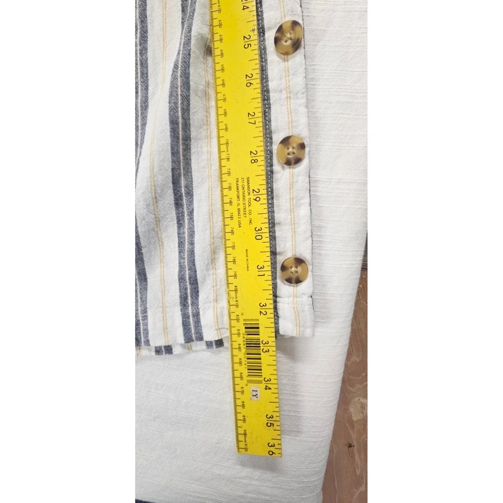 Cato Mens White Blue Yellow Striped Wide Leg Button Side Pants S New